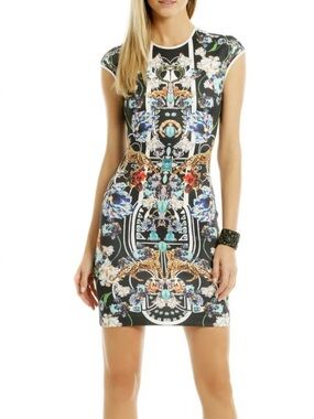 Clover Canyon Black Floral & Jewel-Print Bodycon Mini
